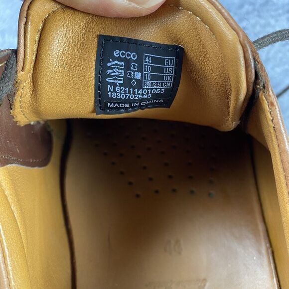 Ecco Apron Toe Dress Shoes Brown Leather Mens Size EU 44 US 10 Business Career - Picture 11 of 11